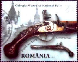 Selo postal da Romênia de 2017 Persian Flintlock Pistol