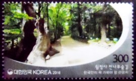 Selo postal da Coréia do Sul de 2016 Woljeongsa Jeonnamu