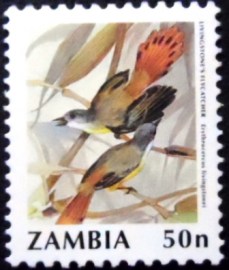 Selo postal da Zâmbia de 1991 Erythrocercus livingstonei