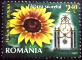 Selo postal da Romênia de 2013 Sunflower