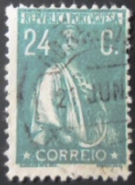 Selo postal de Portugal de 1921 Ceres 24