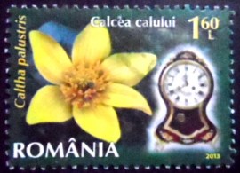 Selo postal da Romênia de 2013 Marsh Marigold
