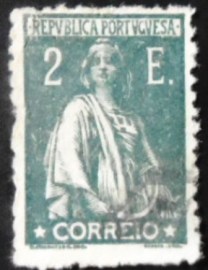 Selo postal de Portugal de 1920 Ceres 2E