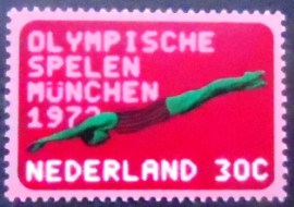 Selo postal da Holanda de 1972 Swimming