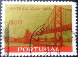 Selo postal de Portugal de 1966 Inauguration of Salazar Bridge