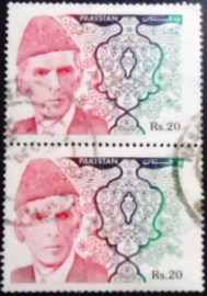 Par de selos postais do Paquistão de 1994 Mohammed Ali Jinnah