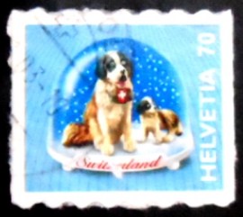 Selo postal da Suiça de 2001 Saint Bernard Dog