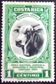 Selo postal de Costa Rica de 1950 Stock Bull