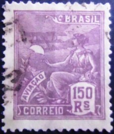 Selo postal do Brasil de 1921 Aviação 150 U