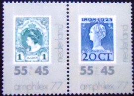 Se-tenant postal da Holanda de 1977 Amphilex 77