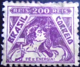 Selo postal do Brasil de 1939 Fé e Energia 200