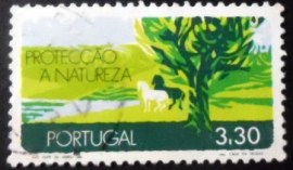 Selo postal de Portugal de 1971 Pasture with Horses