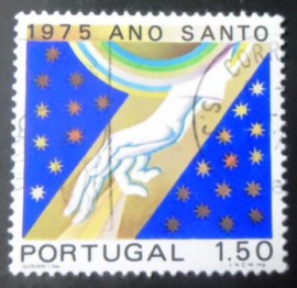Selo postal de Portugal de 1975 God´s hand reaching down