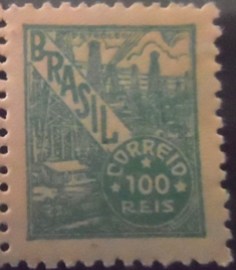 Selo postal do Brasil de 1941 Petróleo 100 A