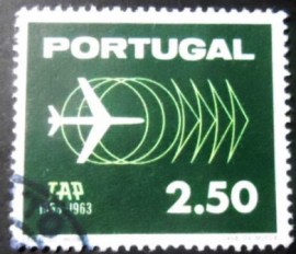 Selo postal de Portugal de 1963 Jet Plane 2,50
