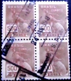 Quadra de selos postais do Brasil 1936 Globo e Mercúrio