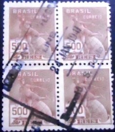 Quadra de selos postais do Brasil 1936 Globo 500