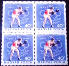Quadra de selos postais da Hungria de 1970 Boxing