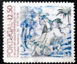 Selo postal de Portugal de 1983 Tiles Séc XVIII Motivo 9