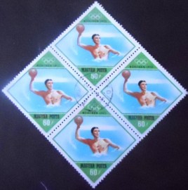 Quadra de selos da Hungria de 1972 Water-polo