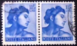 Par de selos da Itália de 1961 Head of naked