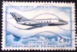 Selo postal da França 1965 Dassault Mystère 20