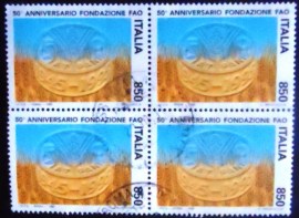 Quadra de selos postais Comemorativos da Itália de 1995 50th Anniversary FAO