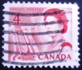 Selo postal do Canadá de 1967 Low Values QE II 4c