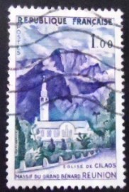 Selo postal da França de 1960 Cilaos Church