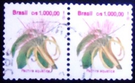 Par de selos postais do Brasil de 1992 Algodão