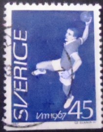 Selo postal da Suécia de 1967 Handball player