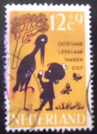 Selo postal da Holanda de 1963 Ooievaar lepelaar takkendief