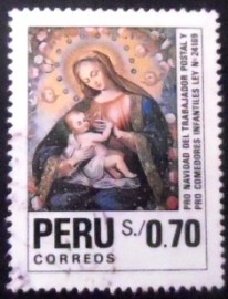 Selo postal do Peru de 1991 Madonna and child