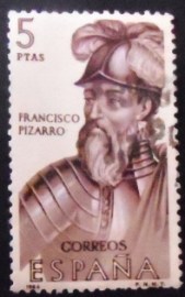 Selo postal da Espanha de 1964 Francisco Pizarro