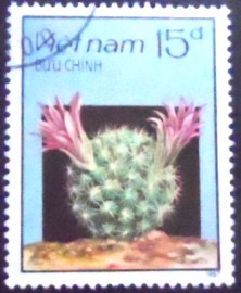 Selo postal do Vietnam de 1987 Flowering Cactus