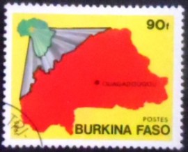 Selo postal de Burkina Faso de 1985 Map of Burkina Faso 90