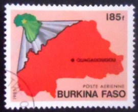 Selo postal de Burkina Faso de 1985 Map of Burkina Faso 185