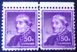 Par de selos postais dos Estados Unidos de 1955 Susan B. Anthony