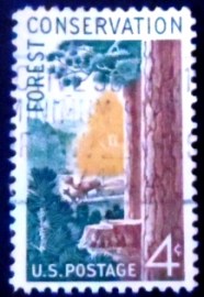 Selo postal dos Estados Unidos de 1958 Forest Scene