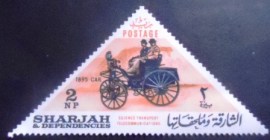 Selo postal de Sharjah de 1965 Benz car (1895)