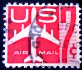 Selo postal dos Estados Unidos de 1960 Silhouette of Jet Airliner