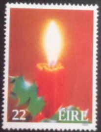 Selo postal da Irlanda de 1985 Lighted Candle and Holly