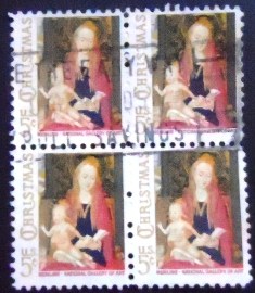 Quadra de selos dos Estados Unidos de 1966 Madonna and Child by Hans Memling