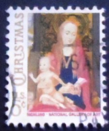 Selo postal dos Estados Unidos de 1966 Madonna and Child by Hans Memling