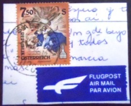 Fragmento com selo postal da Áustria de 1994 Virgin Mary