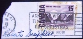 Fragmento com selo postal do Canadá de 1967 Bylot Island