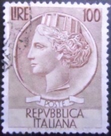 Selo postal da Itália de 1956 Coin of Syracuse 100