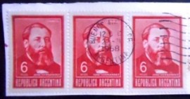 Fragmento com selos postais da Argentina de 1968 José Hernández