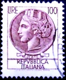Selo postal da Itália de 1959 Coin of Syracuse 100
