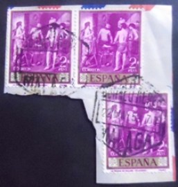 Fragmento com selos postais da Espanha de 1959 The Forge of Vulcan